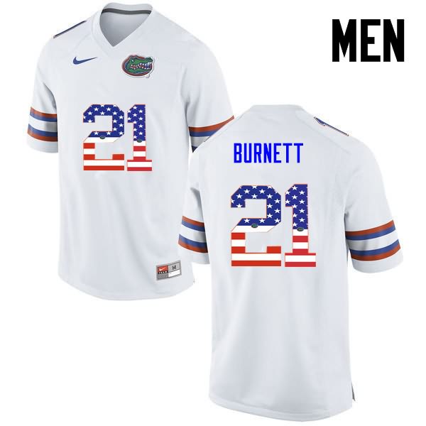 NCAA Florida Gators McArthur Burnett Men's #21 USA Flag Fashion Nike White Stitched Authentic College Football Jersey FRO6264JB